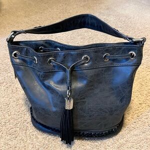 Super cute Dolce Vita hobo bag. Dark gray with black suede accents.